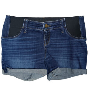 Isabel Maternity Denim Midi Shorts Size 4/27 Dark Blue Wash Stretchy